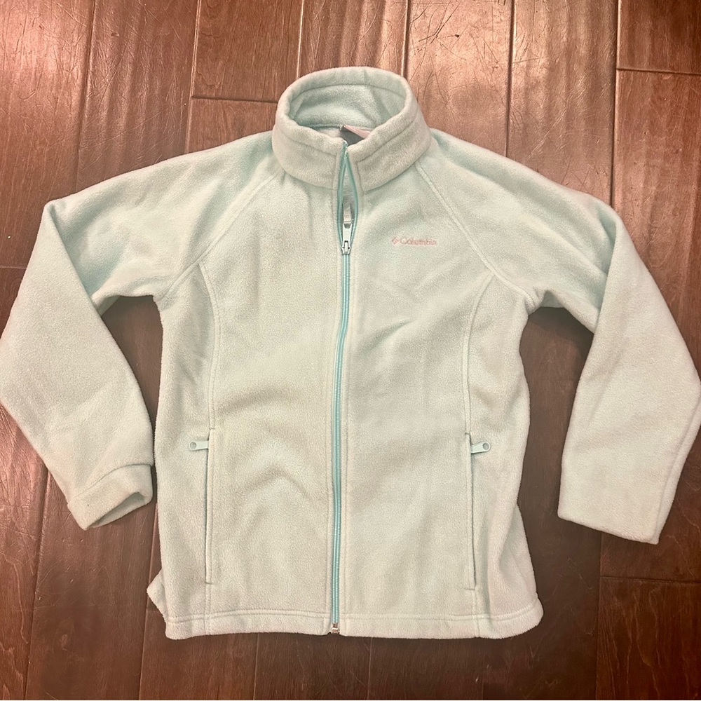 Girls Columbia Zippered Fleece Jacket mint green L large 14/16